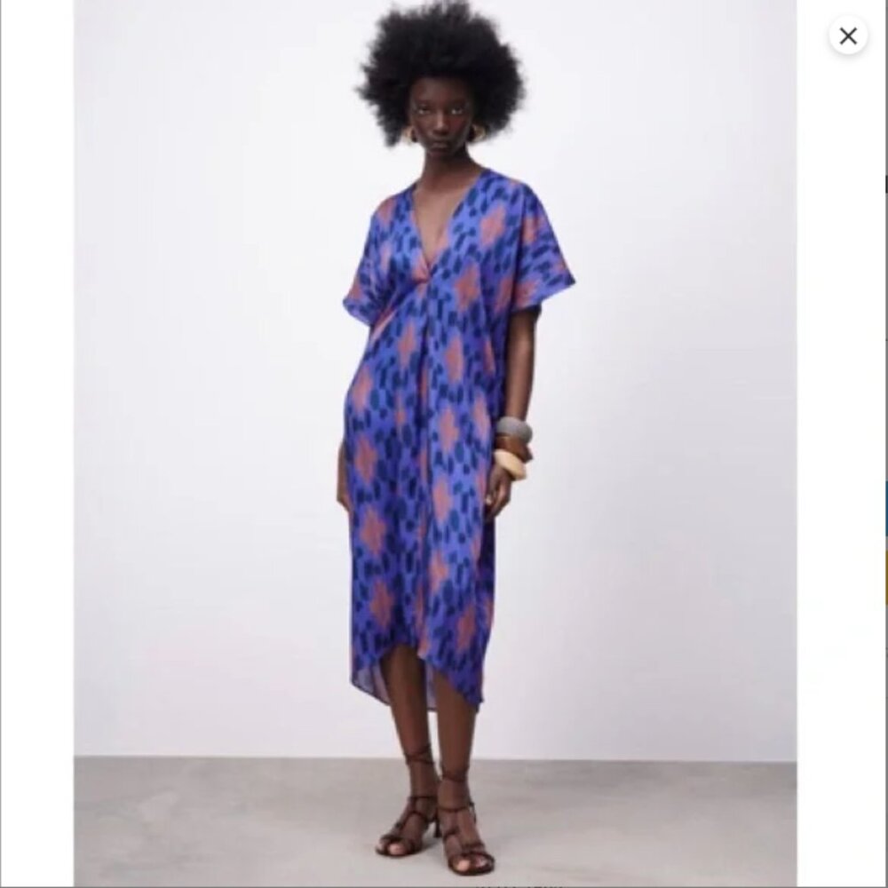 NWOT ZARA Printed Kaftan Tunic Dress Size SMALL